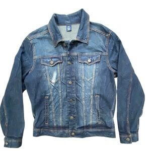 George Men's Denim Trucker Jacket Medium Wash Stretch Blue Size M (38-40)